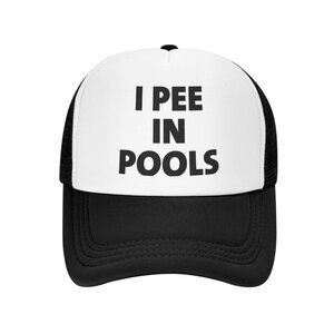 NEW Adult I PEE IN POOLS Black & White Trucker Hat